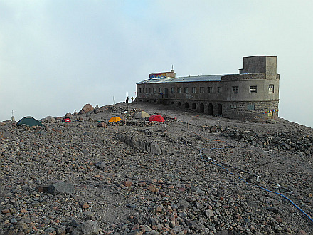 former Meteostation at 3670m, nowadays Kazbek Base Camp
