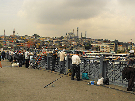fishermen on the Galata bridge