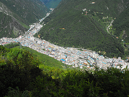 view on Kangding city from Xiao Song Lin