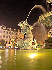 fountain on square Praca Dom Pedro IV
