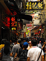 Macau Old Town lanes packed with people