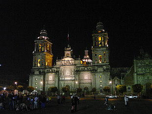 Mexico City Cathedral by night