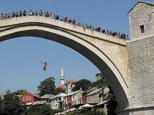 22 metre jump from the bridge to the waters of the River Neretva