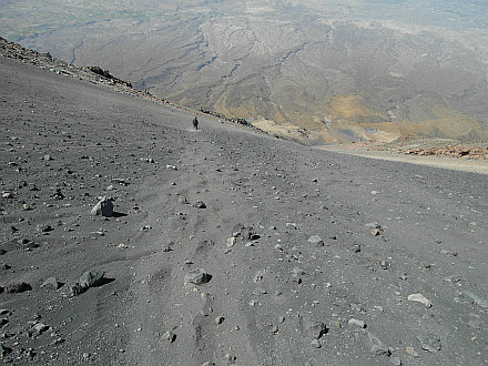 quick descent on volcanic ash slope