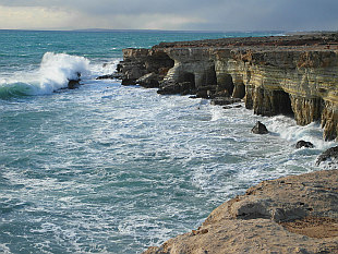 waves beating rocks