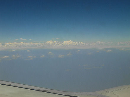 the Himalays seen during flight to Kathmandu
