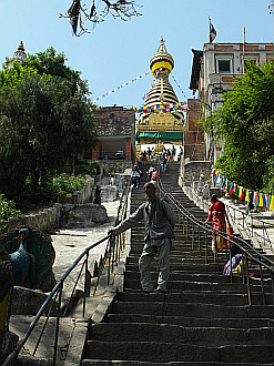steep walk up to the Swayambhunath stupa