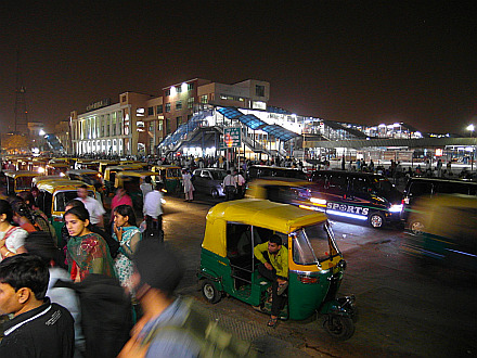 hustle bustle in front of Delhi Railway Station